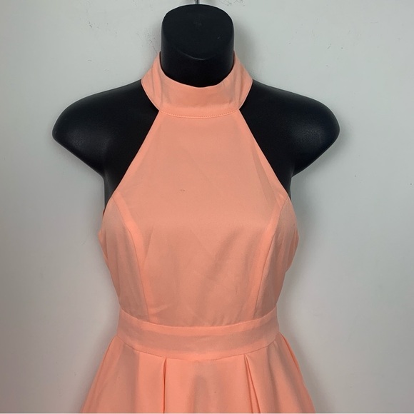 Lulus Peach Halter Layered Mini Dress - Picture 4 of 9